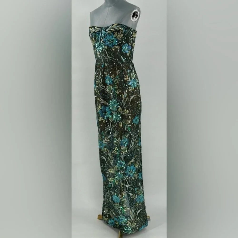 🆕 BRONX & BANCO 🧿 NWOT Dahlia Maxi Dress, Teal Floral Multi - Sz L US 8